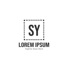 Initial SY logo template with modern frame. Minimalist SY letter logo vector illustration