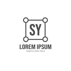 Initial SY logo template with modern frame. Minimalist SY letter logo vector illustration