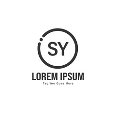 Initial SY logo template with modern frame. Minimalist SY letter logo vector illustration