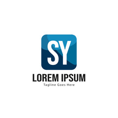 Initial SY logo template with modern frame. Minimalist SY letter logo vector illustration
