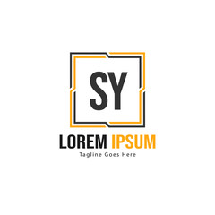 Initial SY logo template with modern frame. Minimalist SY letter logo vector illustration