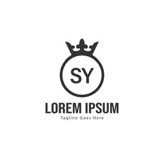 Initial SY logo template with modern frame. Minimalist SY letter logo vector illustration