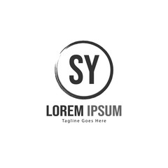 Initial SY logo template with modern frame. Minimalist SY letter logo vector illustration