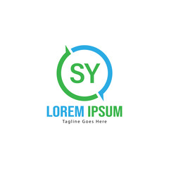 Initial SY logo template with modern frame. Minimalist SY letter logo vector illustration