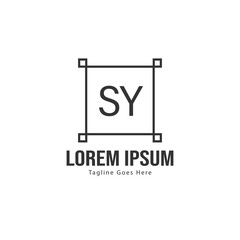 Initial SY logo template with modern frame. Minimalist SY letter logo vector illustration