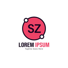 Initial SZ logo template with modern frame. Minimalist SZ letter logo vector illustration