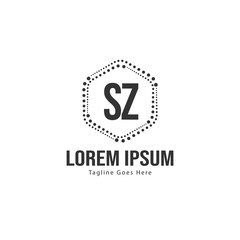 Initial SZ logo template with modern frame. Minimalist SZ letter logo vector illustration