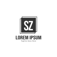 Initial SZ logo template with modern frame. Minimalist SZ letter logo vector illustration