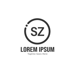 Initial SZ logo template with modern frame. Minimalist SZ letter logo vector illustration