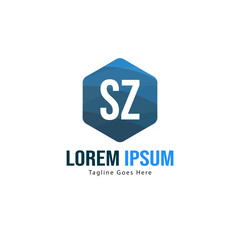 Initial SZ logo template with modern frame. Minimalist SZ letter logo vector illustration