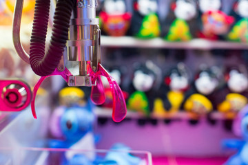 Close up toy grabbing game, arcade game.