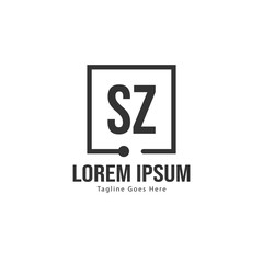 Initial SZ logo template with modern frame. Minimalist SZ letter logo vector illustration