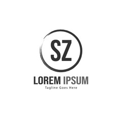 Initial SZ logo template with modern frame. Minimalist SZ letter logo vector illustration