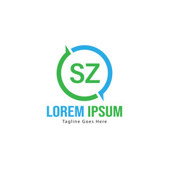 Initial SZ logo template with modern frame. Minimalist SZ letter logo vector illustration
