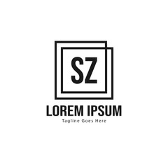 Initial SZ logo template with modern frame. Minimalist SZ letter logo vector illustration