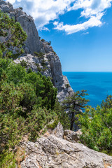Landscape on a Cat mountain with the Black Sea in Crimea