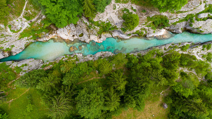 aerial view of soca river in slovenia