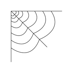Quarter spider web isolated on white background. Halloween spiderweb element. Cobweb line style. Vector illustration for any design.