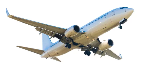 Fotobehang modern vliegtuig op geïsoleerde witte achtergrond © caftor