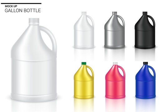 Mock up Bottle Realistic Plastic Gallon Packaging Product For Chemical Solution or Milk Bottle isolated Background.