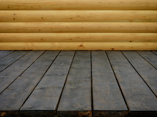 empty wooden dark table and wooden wall image for food presentation