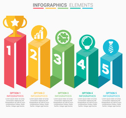 INFOGRAPHICS Business Staircase element design the number