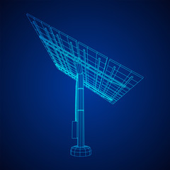 Solar energy panel. Wireframe low poly mesh vector illustration