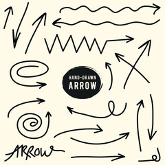 Arrows circles and abstract doodle writing design vector set
