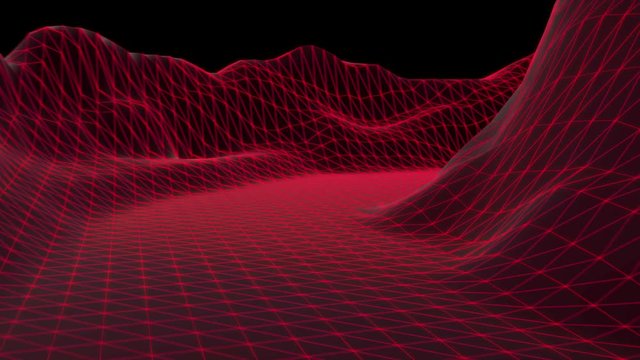 Abstract geometric background with moving digital landscape or waves. Loopable futuristic 3d animation.