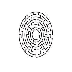 Oval labyrinth maze, abstract fingerprint