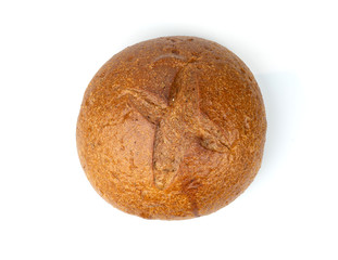 Traditional homemade french round bread isolated on a white background