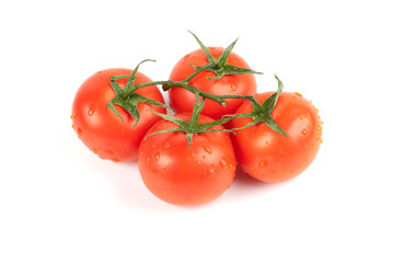 Fresh tomatoes isolated on white. With clipping path.