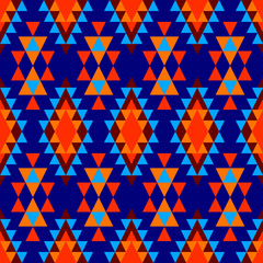 Obraz premium Colorful American indian ethnic pattern. Abstract seamless geometric ornament. Vector background