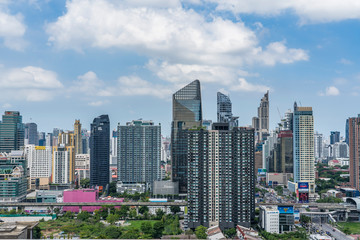Fototapeta na wymiar Bangkok city buildings cityscape, high buildings panorama downtown of Bangkok City Thailand