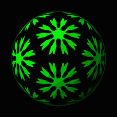 Artfully designed and colorful ball, 3D illustration on black background