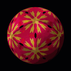 Artfully designed and colorful ball, 3D illustration on black background