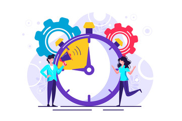 Vector illustration, stopwatch on white background, express services, time management concept, fast reaction