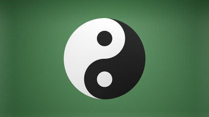 Yin Yang isolated on green