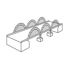 Vector design of bridge and mobile sign. Set of bridge and sea stock symbol for web.