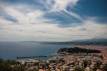 Panoramic view of the city of Nice in the French Riviera