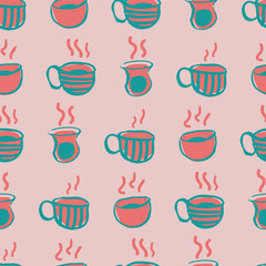 hot beverage seamless pattern design