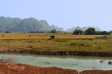Karst Landscape on the Way to Yathae Pyan Cave at Hpa An, Myanmar (Birma)