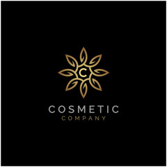 Elegant Luxury Initial Letter C Golden Star Flower Mandala logo design