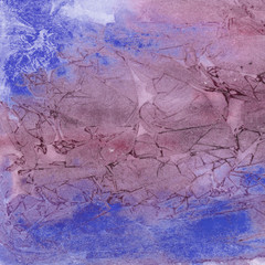 Square pink and blue abstract background. Watercolor texture