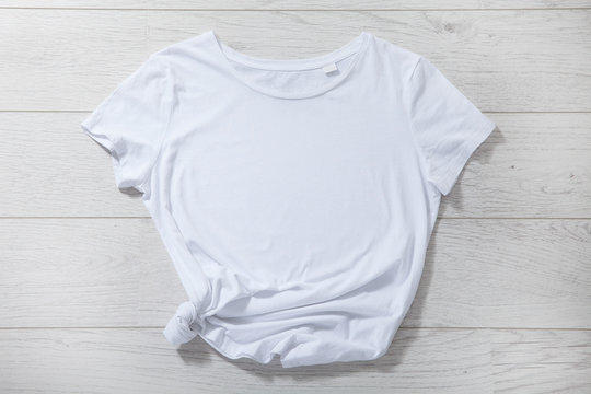 T-shirt design fashion concept, closeup of woman, man and boy in blank white t-shirt, shirt front isolated. Mock up.
