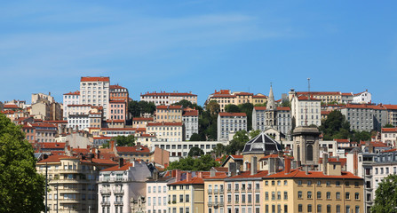 Fototapeta na wymiar old town of Lyon in France with the many buildings called vieux