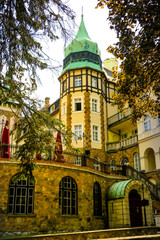 Fototapeta na wymiar Miskolc, Hungary, May 20, 2019: Castle Hotel Palota in Lillafured, Miskolc.