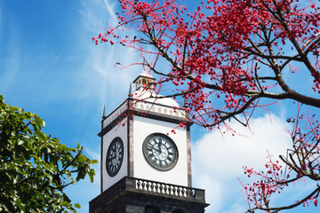 Portugal, Ponta Delgada. The Church of St. Sebastian is one of the main attractions of Ponta...