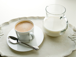 Cafe con jarra de leche