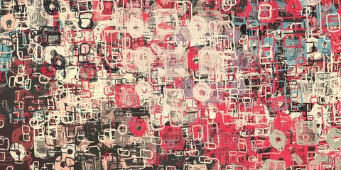 Fototapeta premium Digital sketch on colorful wall. 2d illustration. Texture backdrop painting.